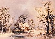 George Henry Durrie Winter in the Country, The Old Grist Mill oil on canvas